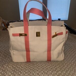 Boatkin Stylish Pink and Cream Tote Bag